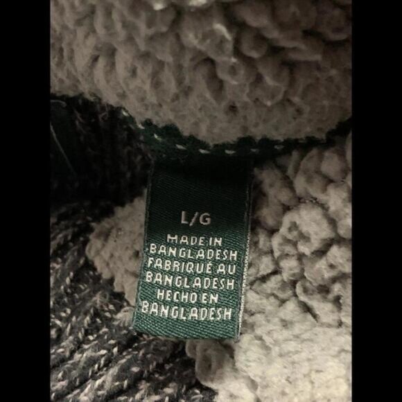 GH Bass Mens Gray Cardigan Sweater Sherpa Lined Collar Pullover Size Large - Picture 7 of 7